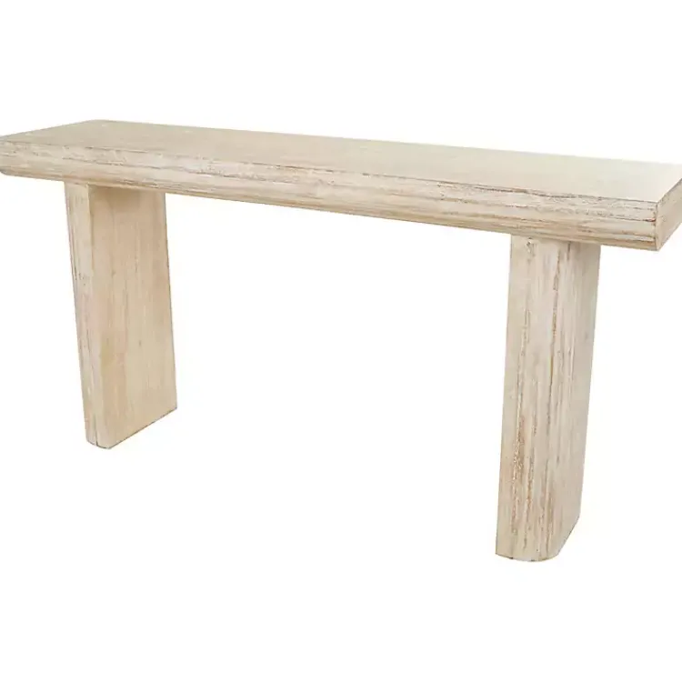 Kirklands Home Natural Wood Grain Console Table Ivory Hot