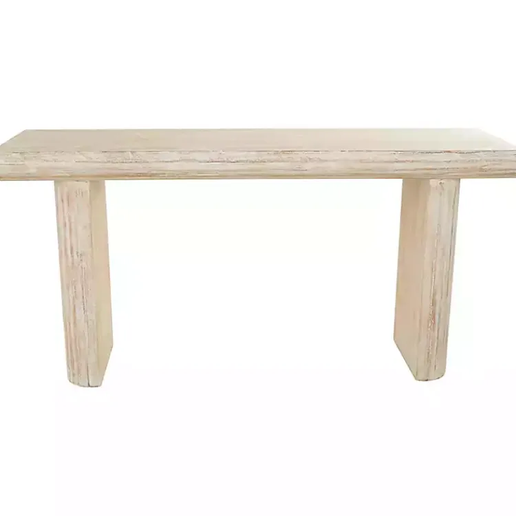 Kirklands Home Natural Wood Grain Console Table Ivory Hot