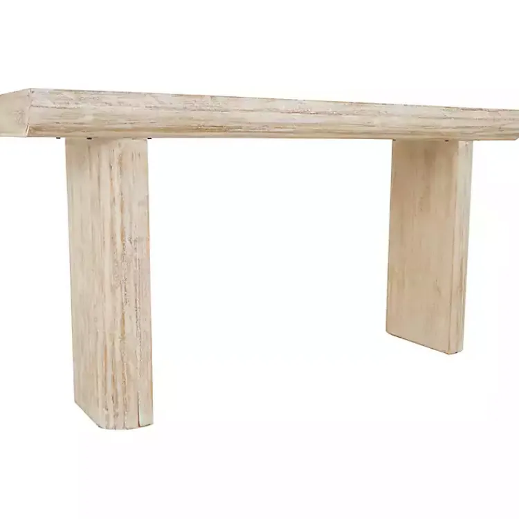 Kirklands Home Natural Wood Grain Console Table Ivory Hot