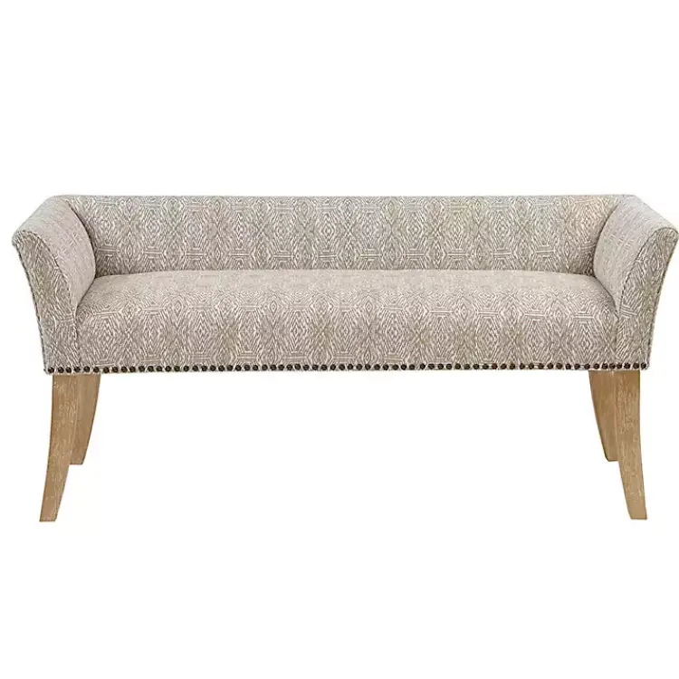 Kirklands Home Patterned Short Wingback Upholstered Bench Ivory Hot
