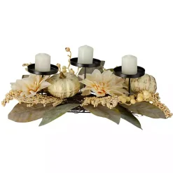 Arrangements & Greenery>Kirklands Home Pumpkin and Dahlia Candle Centerpiece Ivory