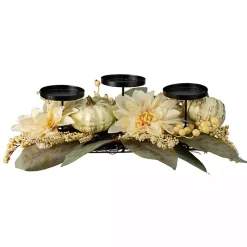 Arrangements & Greenery>Kirklands Home Pumpkin and Dahlia Candle Centerpiece Ivory