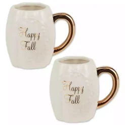 Fall>Kirklands Home Ivory Pumpkin Happy Fall 2-pc. Ceramic Mug Set