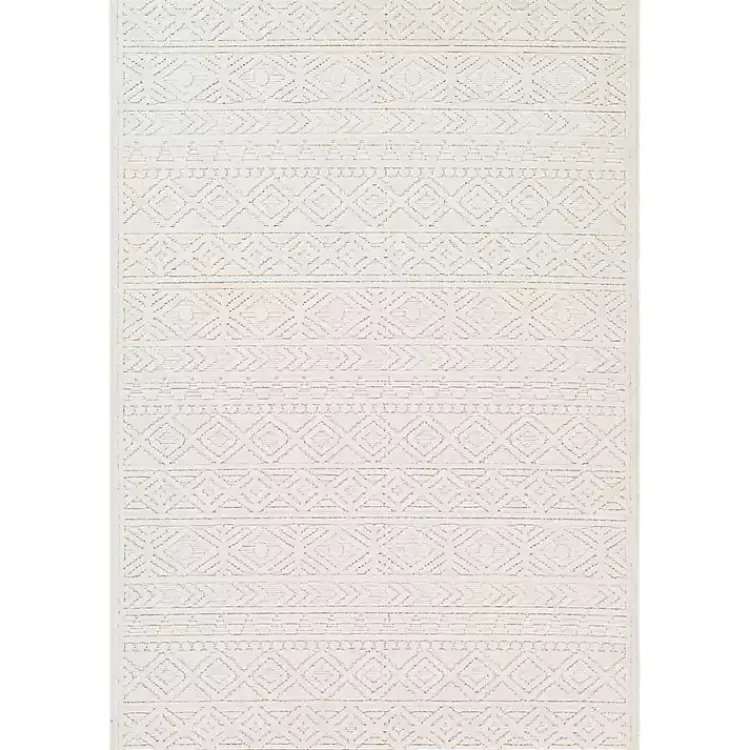 Kirklands Home Ivory Raised Diamond Stripes Area Rug, 8x10 White Best