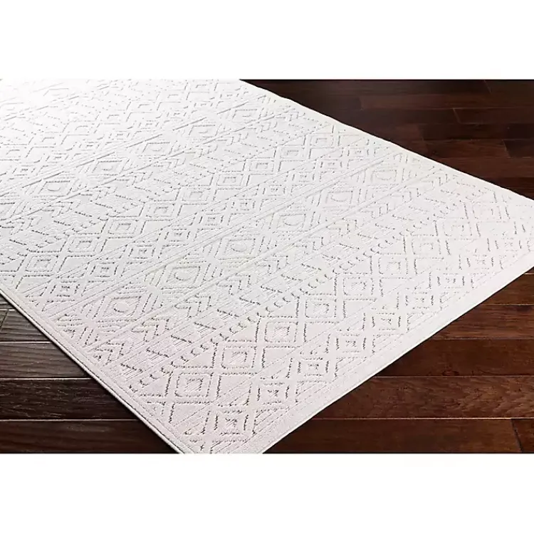 Kirklands Home Ivory Raised Diamond Stripes Area Rug, 8x10 White Best
