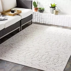 Kirklands Home Ivory Raised Diamond Stripes Area Rug, 8x10 White Best
