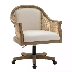Kirklands Home Rattan Swivel Office Chair Ivory Hot