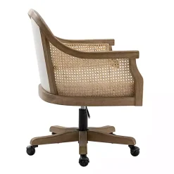 Kirklands Home Rattan Swivel Office Chair Ivory Hot