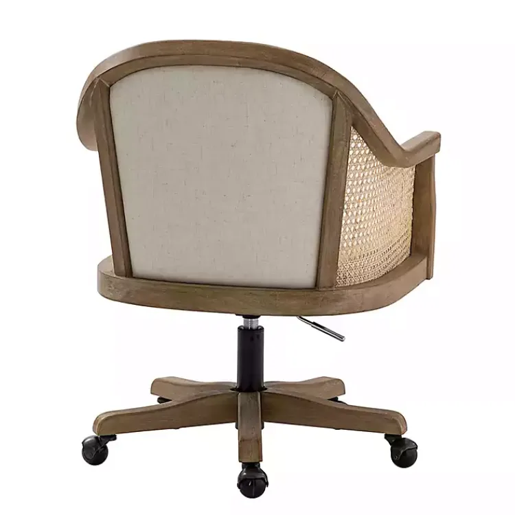 Kirklands Home Rattan Swivel Office Chair Ivory Hot
