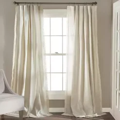 Kirklands Home Rosalie Curtain Panel Set, 108 in. Ivory Sale