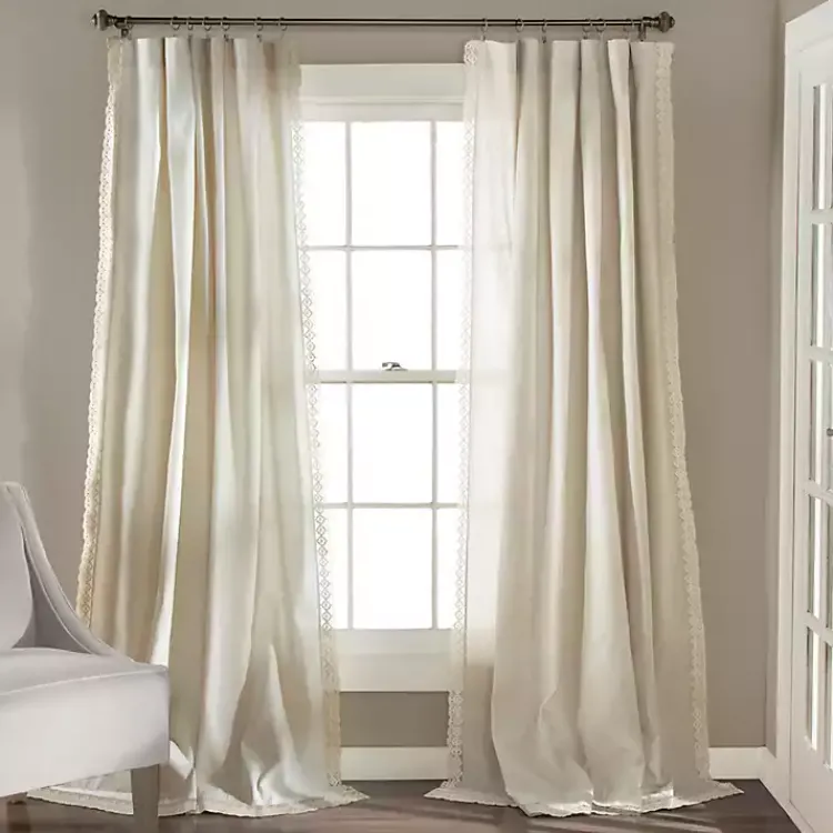 Kirklands Home Rosalie Curtain Panel Set, 108 in. Ivory Sale