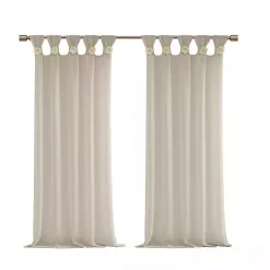 Kirklands Home Rosette Tab Top Curtain Panel, 95 in. Ivory Clearance