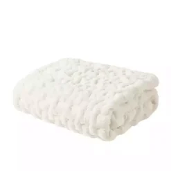 Blankets & Throws>Kirklands Home Ruched Fur Throw Ivory
