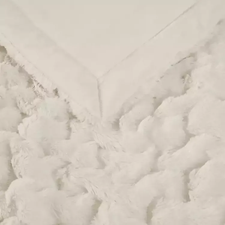 Blankets & Throws>Kirklands Home Ruched Fur Throw Ivory
