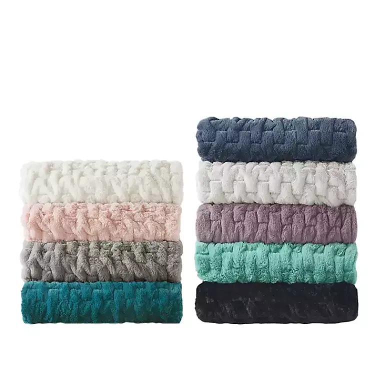 Blankets & Throws>Kirklands Home Ruched Fur Throw Ivory