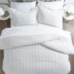 Kirklands Home Rugged Stripes Puffed 3-pc. King Duvet Set Ivory New