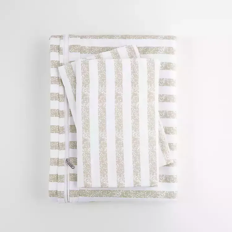 Kirklands Home Rugged Stripes Puffed 3-pc. Queen Duvet Set Ivory Clearance