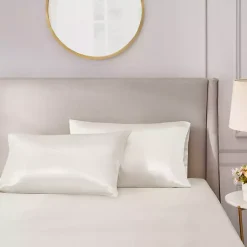 Kirklands Home Satin Standard 2-pc. Pillow Case Set Ivory New