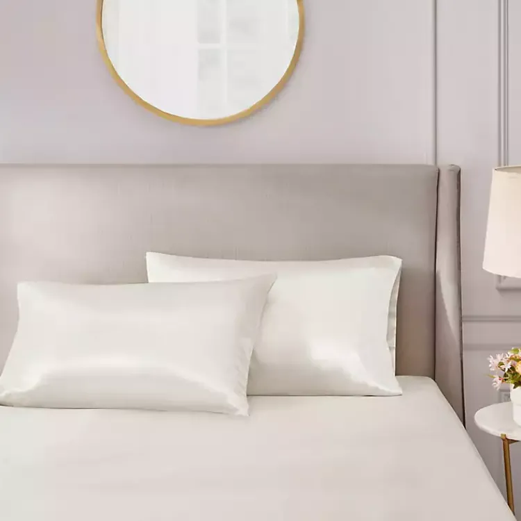 Kirklands Home Satin Standard 2-pc. Pillow Case Set Ivory New