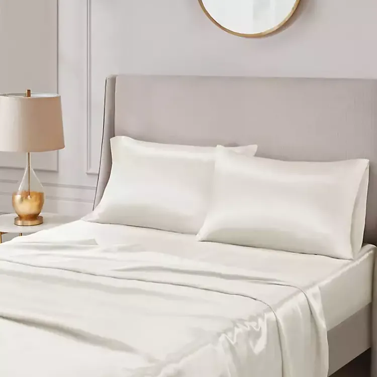 Kirklands Home Satin Standard 2-pc. Pillow Case Set Ivory New