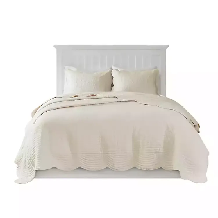 Kirklands Home Scalloped Monica 3-pc. Queen Coverlet Set Ivory Best