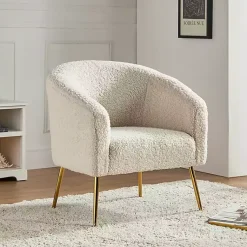 Kirklands Home Sherpa Venice Accent Chair Ivory Outlet