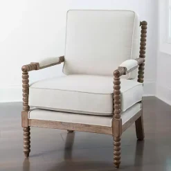 Kirklands Home Spencer Spindle Armchair Ivory Clearance