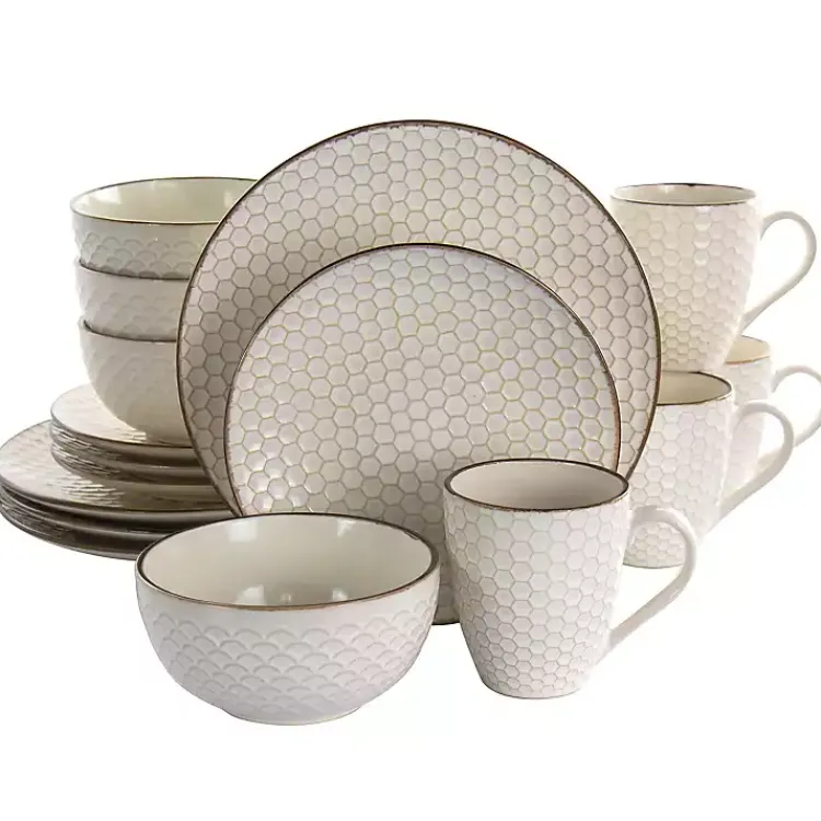 Kirklands Home Stoneware Texture 16-pc. Dinnerware Set Ivory