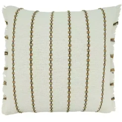 Pillows>Kirklands Home Striped Fringe Oversized Throw Pillow Ivory