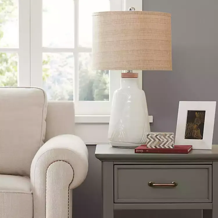 Kirklands Home Ivory Textured Ceramic Boho Table Lamp Brown Outlet