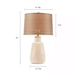 Kirklands Home Ivory Textured Ceramic Boho Table Lamp Brown Outlet