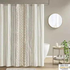 Kirklands Home Textured Chenille Shower Curtain Ivory Outlet