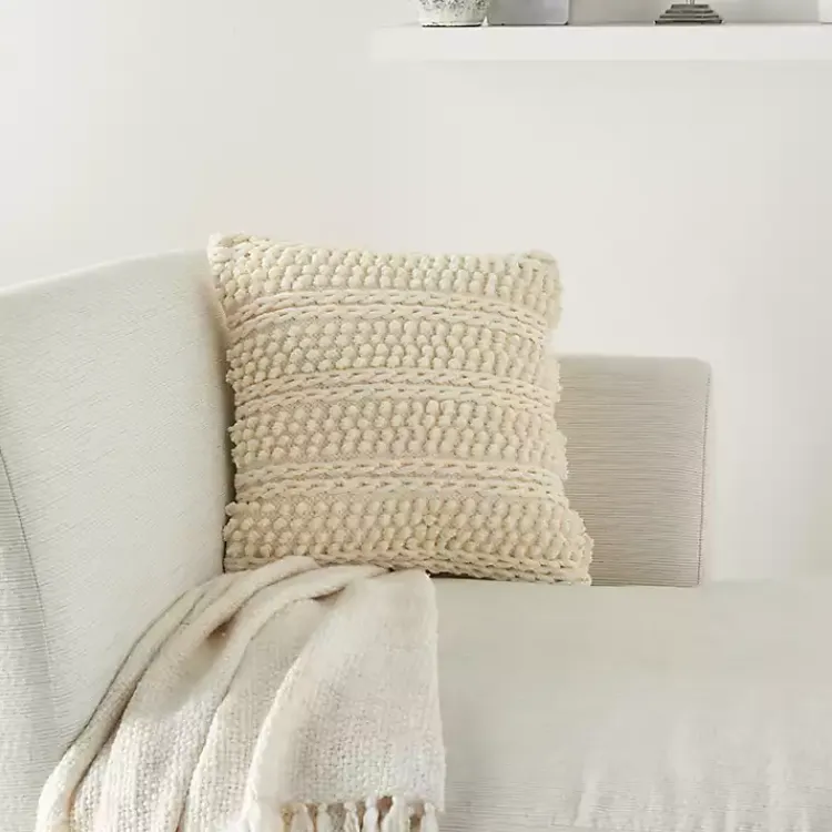 Pillows>Kirklands Home Textured Stripes Pillow Ivory