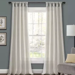 Kirklands Home Top Knotted Burlap Curtain Panel Set, 84 in. Ivory Outlet
