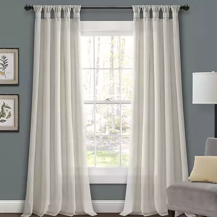 Kirklands Home Top Knotted Burlap Curtain Panel Set, 84 in. Ivory Outlet