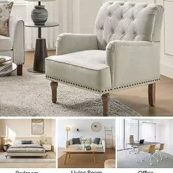 Kirklands Home Tufted Britt Accent Chair Ivory Best