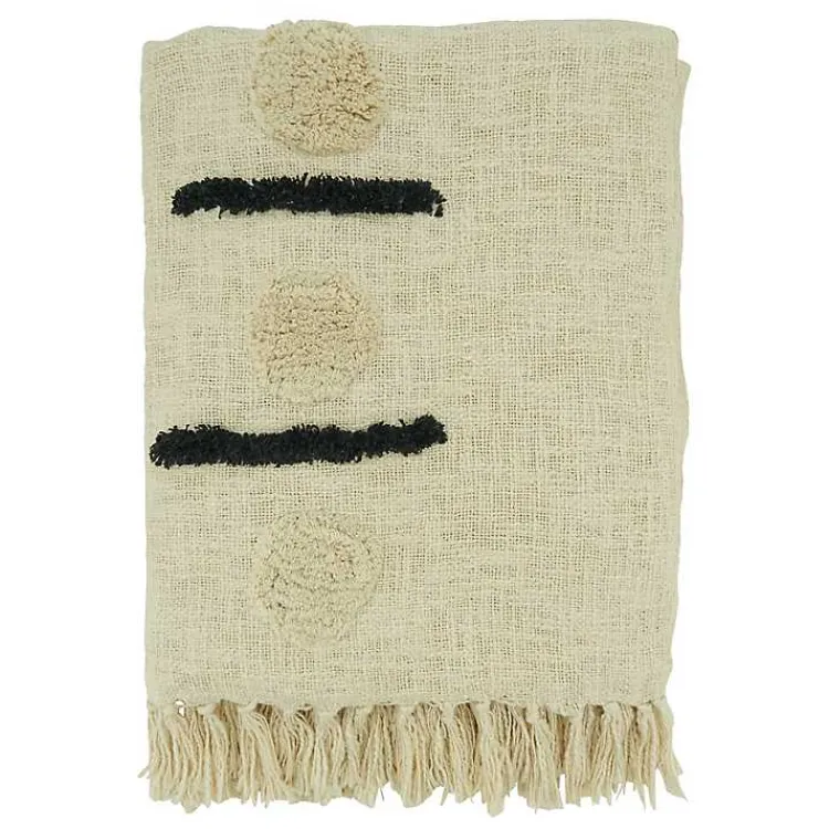 Blankets & Throws>Kirklands Home Tufted Dots and Dashes Throw Ivory