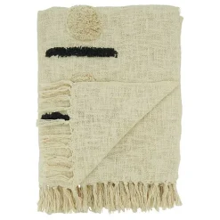 Blankets & Throws>Kirklands Home Tufted Dots and Dashes Throw Ivory