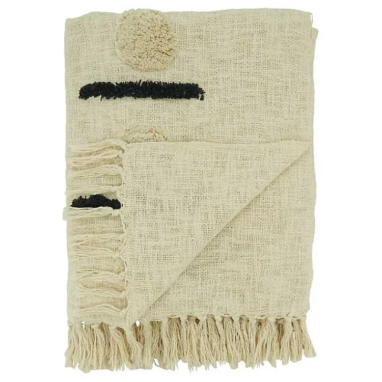 Blankets & Throws>Kirklands Home Tufted Dots and Dashes Throw Ivory
