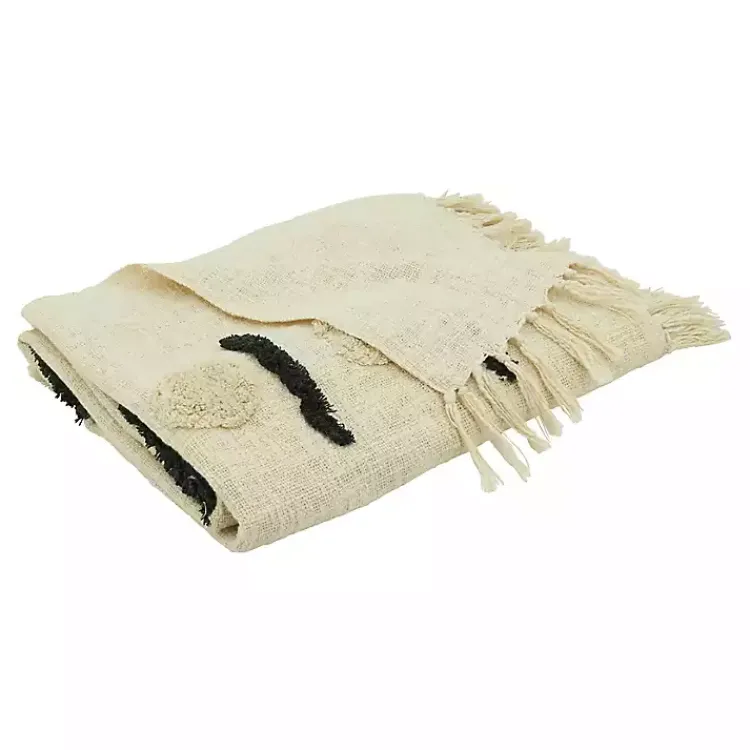 Blankets & Throws>Kirklands Home Tufted Dots and Dashes Throw Ivory