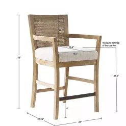 Kirklands Home Upholstered Cane Backrest Counter Stool Ivory Outlet