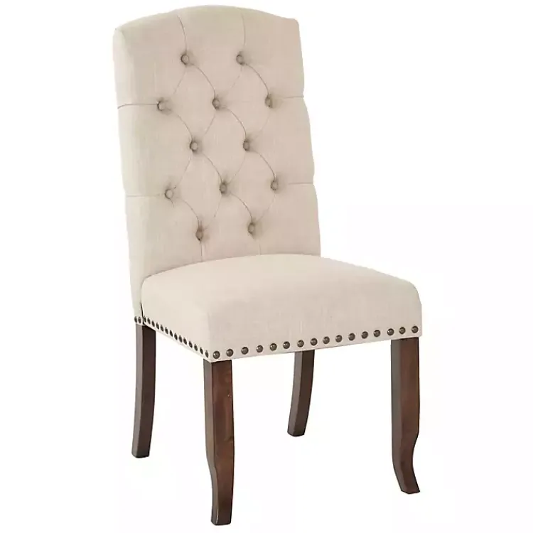 Kirklands Home Upholstered Nailhead Trim Dining Chair Ivory