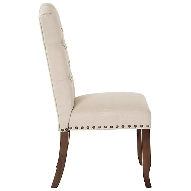 Kirklands Home Upholstered Nailhead Trim Dining Chair Ivory