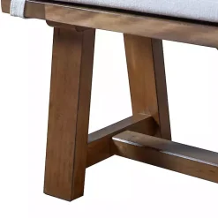 Kirklands Home Upholstered Rustic Wood Katie Dining Bench Ivory Sale