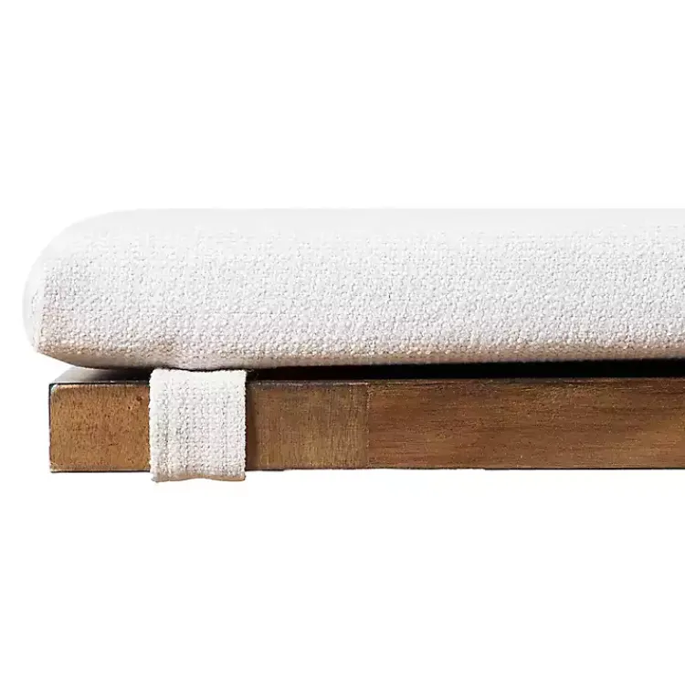 Kirklands Home Upholstered Rustic Wood Katie Dining Bench Ivory Sale