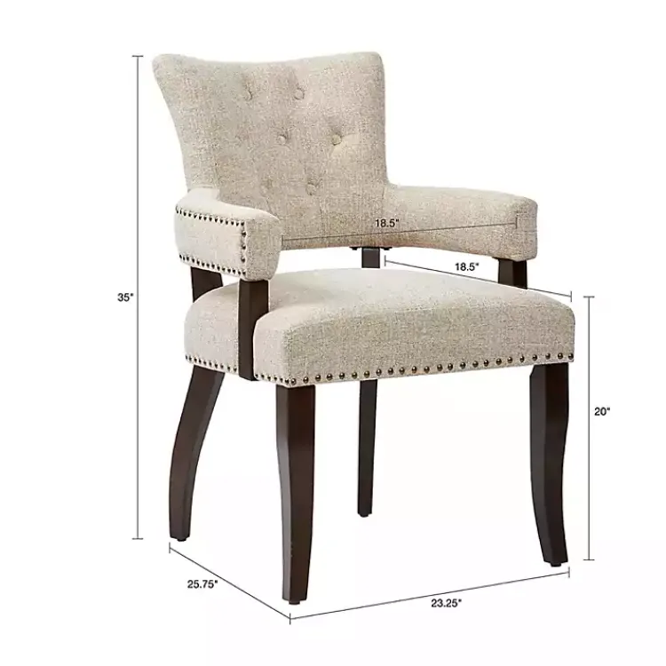 Kirklands Home Upholstered Tufted Dining Chairs, Set of 2 Ivory Outlet