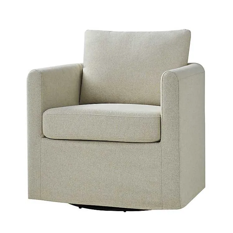 Kirklands Home Upholstered Vasser Slipcover Swivel Chair Ivory Hot