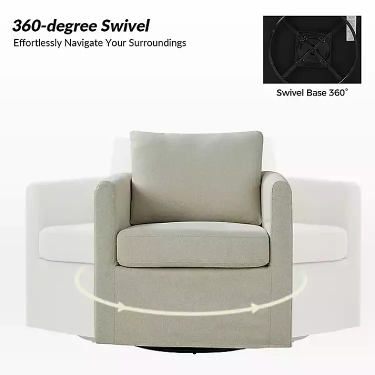 Kirklands Home Upholstered Vasser Slipcover Swivel Chair Ivory Hot