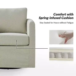 Kirklands Home Upholstered Vasser Slipcover Swivel Chair Ivory Hot