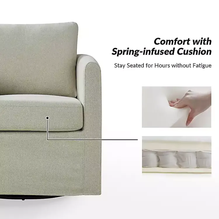 Kirklands Home Upholstered Vasser Slipcover Swivel Chair Ivory Hot